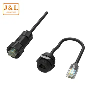 Conectores Ethernet RJ45, resistente al agua, hembra, máquina de prensado automática, paso a través