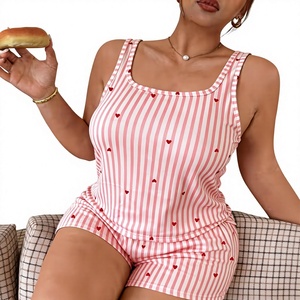 Women Jersey 2-Piece Lounge Set Sleeveless V-neck Cami Shorts Floral Print Summer Wear Breathable Cozy Elegant Luxury Robe - Product Image 4