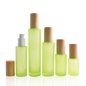 Ensemble de flacons de <span class=keywords><strong>lotion</strong></span> de luxe vert givré avec pompe, personnalisables, 100 ml, et pots cosmétiques en verre givré avec couvercle en bambou, 30 ml, 60 ml, 120 ml, 10 g, 30 g, 50 g - Product Image 2