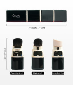 Pinceaux de maquillage de luxe OEM multifonctionnels, mini, portables, durables, abordables, pour le visage, format voyage, véganes, personnalisés, 3 en 1 - Product Image 5