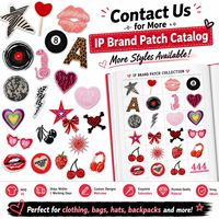 Lot de patchs brodés thermocollants ou à coudre, motifs audacieux Léopard, Kiss Me, 8 Ball, Cerises, Flamme, Cœur, Fraise