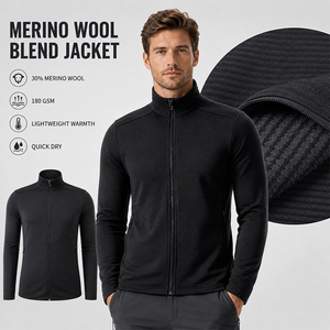 Wool <b>Fleece</b> Men's Outdoor Sports Warm Jacket Custom Logo Premium Soft Breathable Quick Dry Hiking <b>Running</b> Top - Product Image 1