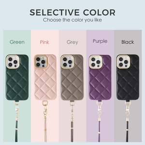 Fresh Fashion Promax Lanyard PU Funda de cuero para teléfono móvil para <span class=keywords><strong>Apple</strong></span> 13/14/15/16 Diamante estampado - Product Image 4