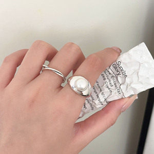 Silver Ruitai S925 Sterling Silver Pearl <b>Ring</b> Women <b>Open</b> Design Index Finger Everyday Wear - Product Image 1