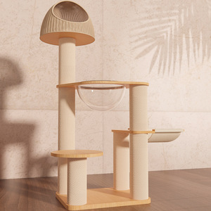 Toptan özel kapalı kedi ağacı lüks masif ağaç kedi tırmanma çerçeve ağaç kedi yuva atlama platformu ile tırmalama sütunu sıcak Sa - Product Image 6