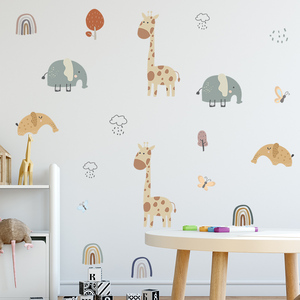 Pegatina de dibujos animados de jirafas, elefante, arcoíris, papel tapiz creativo <span class=keywords><strong>para</strong></span> habitación de niños, Mural autoadhesivo <span class=keywords><strong>para</strong></span> sala de estar de bebé, calcomanía decorativa - Product Image 3