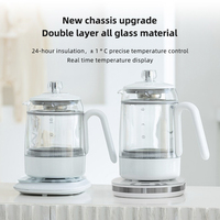 Bouilloire électrique avec corps entièrement en verre, design sans fil, base rotative à 360 degrés, capacité de 1,0 à 1,2 L pour usage domestique