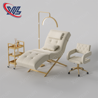 Lit de beauté Xinman, nouveau modèle S, chaise longue ergonomique, matériau en flanelle, lit pour extensions de cils, tête réglable
