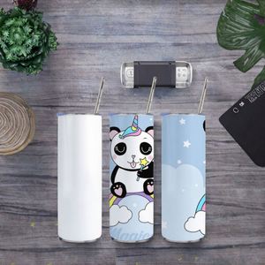Gobelet isotherme en acier inoxydable de 20 oz, fin et droit, avec couvercle et paille, pour sublimation, produit de 12 à 24 heures - Product Image 2