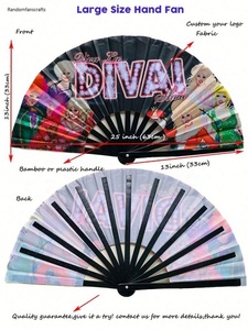Offre Spéciale grand ventilateur clac en bambou personnalisé de 13 pouces avec ventilateurs Rave à logo - Product Image 5