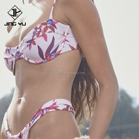 Conjunto de Bikini Personalizado de Fábrica, Estampado Floral Personalizado OEM, Tela Reciclada, Trajes de Baño Hawaianos para Mujer, Traje de Baño Hawaiano Personalizado