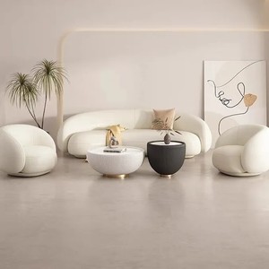 Tessuto nordico divano curvo luce di lusso salone di bellezza semplice design moderno negozio di abbigliamento creativo agnello velluto netto rosso - Product Image 3