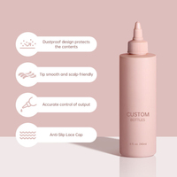 Bouteille compressible en PE avec logo personnalisé, vide, carrée, avec embout rotatif, pour huile capillaire, teinture capillaire et emballage de liquides cosmétiques
