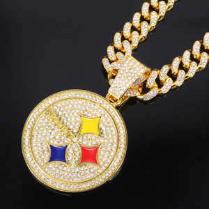 Collana con Ciondolo Lettera Multi-Stella Iced Out in Lega Oro Argento con Zirconi Cubici, Catena Cubana Iced, Smalto Colorato, <span class=keywords><strong>Gioielli</strong></span> Hip-Hop Unisex - Product Image 5