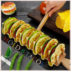 Soporte de Taco de bambú de estilo <span class=keywords><strong>mexicano</strong></span>, soporte de taco de madera Natural, soporte de 8 tacos para <span class=keywords><strong>restaurante</strong></span> o fiesta - Product Image 6