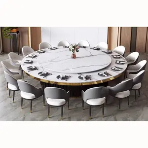 High end hotel large round table electric turntable 12, 14, 16 seat hotel private room dining table and chair combination