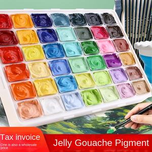 Ensemble de pigments en gelée de <span class=keywords><strong>gouache</strong></span> Green Bamboo Huixishi, 42 couleurs, 50/80 ml, non toxique, Golden Dian Black Streamer White Art Color Free - Product Image 4
