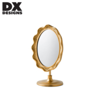 Miroir de table ovale ondulé DX Designs, finition métallique dorée antique en relief, miroir de vanité pour bureau ou commode