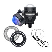 Accesorios de faros LED para coche, lente de proyector biled T1, Kits DRL, Control por aplicación, Ojos de demonio, cubierta cromada negra para piezas de faros