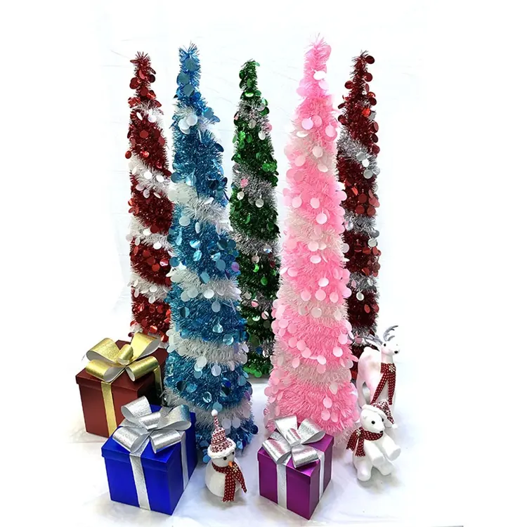 Groothandel 5ft Dubbele Kleur Pull-Up Klatergoud Opvouwbare Pop-Up Kerstboom