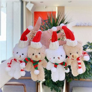 Joli ours en peluche de Noël, pendentif de sac, ornement suspendu pour la décoration de la veille de Noël, porte-clés <span class=keywords><strong>Petit</strong></span> <span class=keywords><strong>Chaperon</strong></span> <span class=keywords><strong>Rouge</strong></span> - Product Image 1