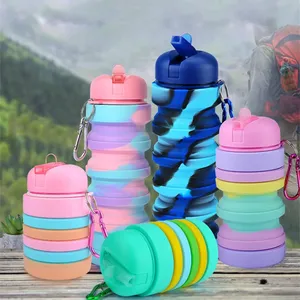 Collapsible Silicone <b>Water</b> <b>Bottle</b> <b>Sport</b> <b>Water</b> <b>Bottle</b> BPA Free Custom Kids Cup With Straw Silicone Folding Pagoda <b>Water</b> <b>Bottle</b> - Product Image 1