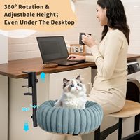 Lit pour chat avec cadre en métal de 50lb rotatif à 360 ° pour bureau à domicile, hamac pour table