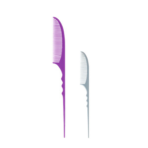 Peigne de coiffure sectionnel conique pour mèches, grand format, usage professionnel, en plastique gris, violet, noir - Product Image 1