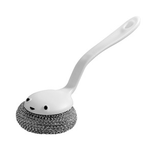 Stainless Steel Cleaning <b>Brush</b> Long Handle <b>Scrub</b> <b>Brush</b> Replaceable Head Non Scratch Kitchen Scrubber for Pots and Pans - Product Image 1