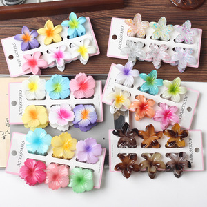 6 kẹp tóc nhựa hình hoa nhỏ 4cm, màu thạch sang trọng, kiểu càng cua dành cho nữ - Product Image 3