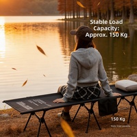 Lit de camp pliant Mountainhiker, double usage (hauteur réglable), pour camping en extérieur et sieste, en tissu Oxford portable