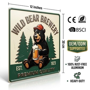 Panneau Métallique Doré Gaufré de la Brasserie Wanfeng Wild Bear, 100% Aluminium Anti-Rouille, Robuste, Résistant aux Intempéries, Décoration Vintage pour Bière - Product Image 2