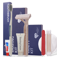 Ensembles de soins personnels et articles de toilette pour chambre d'hôtel, articles de toilette secs bleus pour hôtel (emballage élégant)