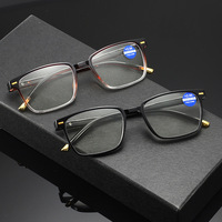 1208 1pc Lunettes de lecture unisexes pour hommes et femmes avec monture carrée en PC bloquant la lumière bleue, pour la presbytie