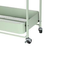 Chariot de rangement multifonctionnel moderne à 3 niveaux en fer vert avec rebord surélevé anti-basculement pour légumes de cuisine