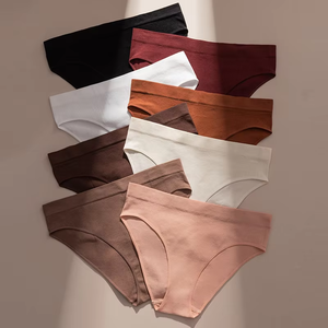Women <b>Seamless</b> Bikini Panties Ribbed Low Rise Solid Color <b>Thong</b> G String Underwear Eco-Friendly Nylon Waist Custom Wholesale - Product Image 1