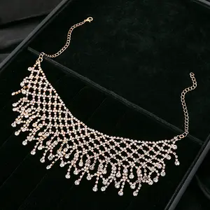 Europe And The United States High-grade Rhinestone Fashion Jewelry Necklace New Personality Mesh Hollowed-out Collar Female