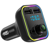Adaptateur de chargeur de téléphone avec lecture de musique sur carte TF G37 / 7 lumières LED colorées, station de charge double USB, chargeur de voiture sans fil