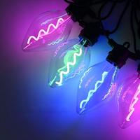 Guirlande lumineuse LED en forme de cône de pin de Noël, abat-jour en cristal, câble noir, couleurs vives, décoration lumineuse pour arbre de Noël, jardin, patio, lumières féériques