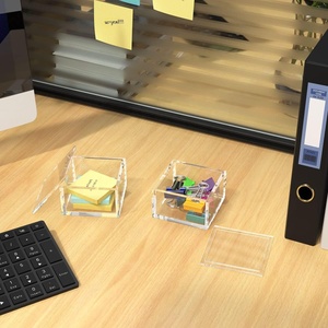 Nhỏ Acrylic Hộp rõ ràng vuông container Nắp mult-mục đích hiển thị Rack cho mặt hàng chủ lực dính băng giấy Clip Stackable - Product Image 4