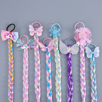 Perruque licorne arc-en-ciel avec coiffe de reine des cheveux tressés et ruban de perles pour accessoires de cheveux de fête pour enfants filles