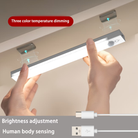 Lampu Kabinet Sensor Gerak Isi Ulang PIR LED Lampu Bawah Kabinet Lemari USB Nirkabel Lampu Malam Dapur Lemari Pakaian