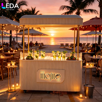 LEDA Chariot mobile extérieur à roulettes avec texture cannelée, pour confiseries, bar, boissons de plage et stand de concession, idéal pour mariages, fêtes et événements
