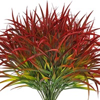 Plantes décoratives artificielles Real Touch à 5 branches en forme d'herbe pour vitrine extérieure, verdure en pot en gros