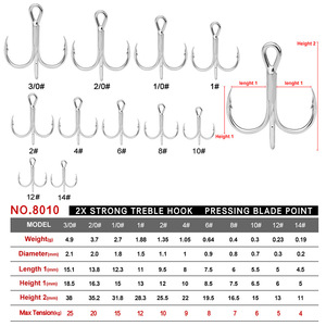 20pcs/box Triple <strong>Hooks</strong> High Carbon Steel Replacement 14#-3/0# <strong>Treble</strong> <strong>Hooks</strong> Triple Fishing <strong>Hooks</strong> - Product Image 2