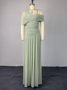 Vestido Largo <span class=keywords><strong>de</strong></span> <span class=keywords><strong>Mujer</strong></span> con Cuello Asimétrico, Cintura Alta, Plisado y Cordones, Estilo Dulce, Nueva Colección Primavera 2026, Transfronterizo Europeo-Americano - Product Image 4