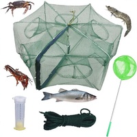 Piège à appâts de pêche pliable en nylon et plastique à 6 trous, portable pour poissons, crabes, écrevisses, crevettes, 1/2 pièces