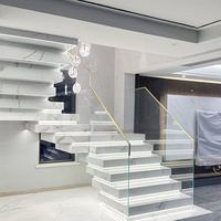 Rampe d'escalier en verre, garde-corps en bois massif et acier inoxydable, design moderne, durable, pour usage intérieur, écologique, pour balcons et villas