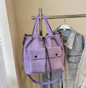 Women's canvas tote bag fashion style tote bag zipper opening polyester lining work commuting shopping bag - Product Image 5