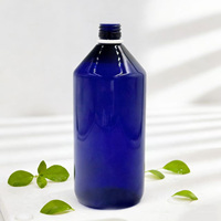 Bouteille en plastique ronde de 1L pour sirop contre la toux, couleur ambre, avec bouchon à vis inviolable